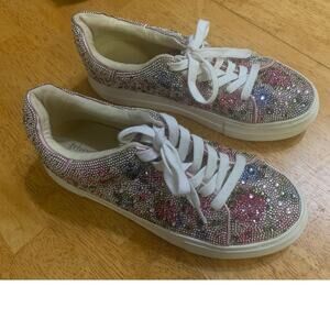 Betsey Johnson SB-Sidny Rhinestone Platform Sneakers Women’s Size 7.5M